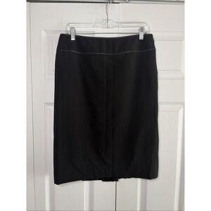 Carlisle Pleated Back Pencil Skirt Womens Size 10 Black Career Wool Blend‎ Satin